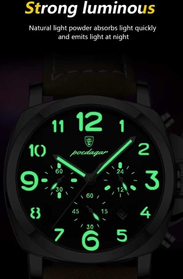 Ceas Poedagar Cronograf Cuarț 45 mm Stil Panerai Luminor
