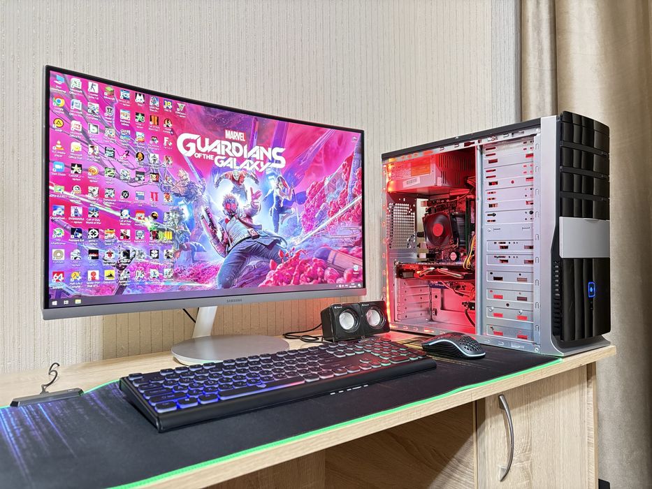 Игровой компьютер Core i5/8GB/SSD/HDD/HD6850+27 дюйм изогнутый монитор