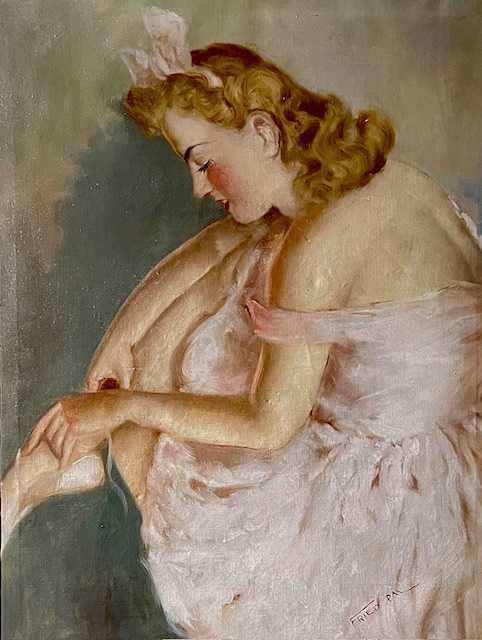 IMPECABIL! *BALERINA* Tablou VECHI, ulei/panza, semnat. 100x80cm