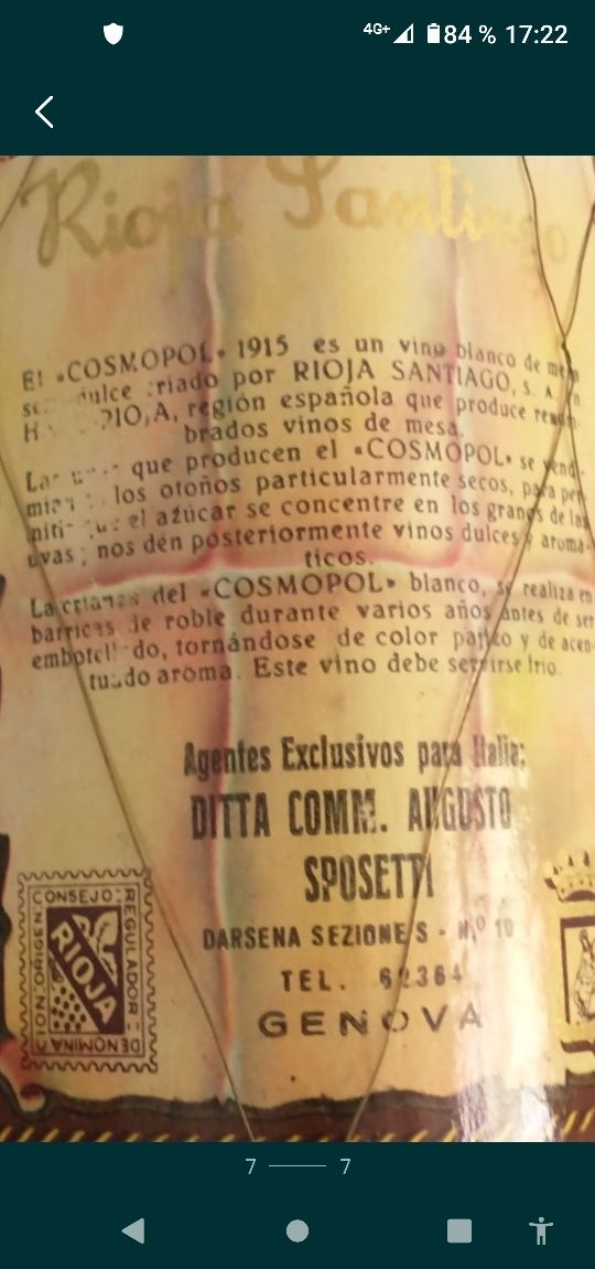 Rioja Santiago Cosmopol 1915 , schimb