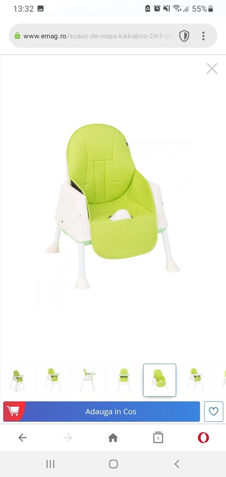 Scaun de masa 2 in 1 Kika Boo Creamy Green