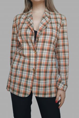 Burberry, sacou vintage de dama in carouri, multicolor, L-XL