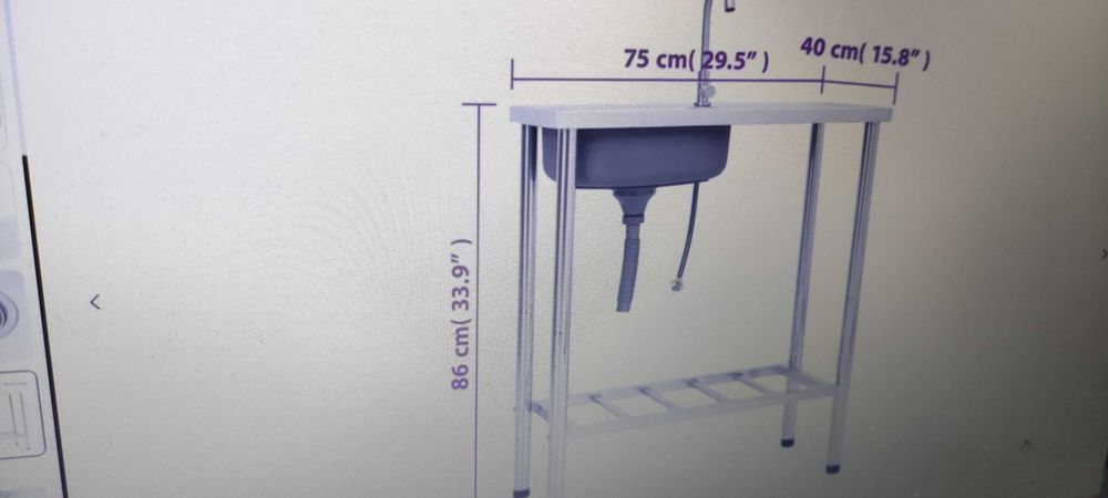 Къмпинг мивка, единична, с кран, неръждаема стомана