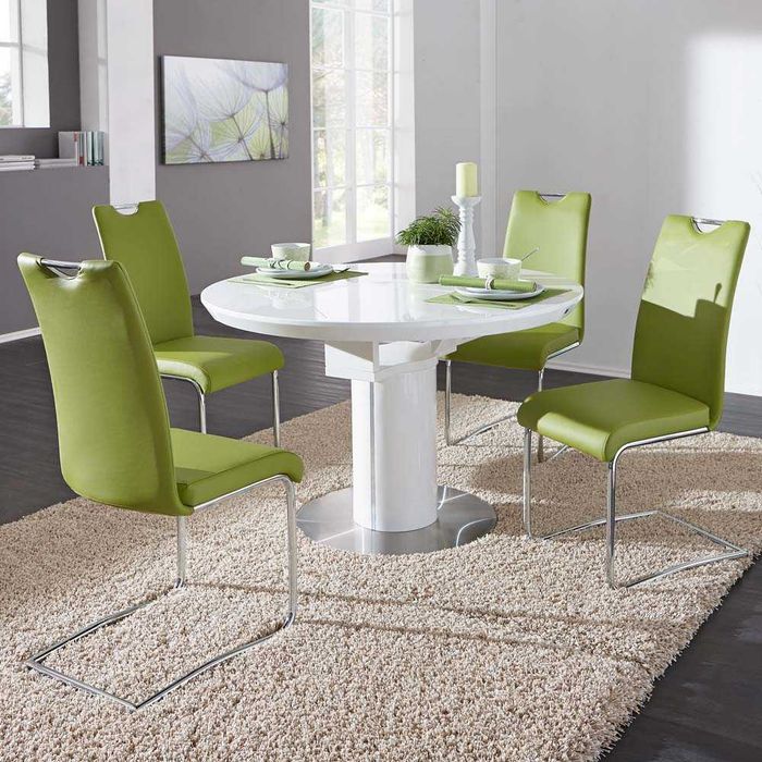 Бяла кръгла разтегателна маса Carryhome