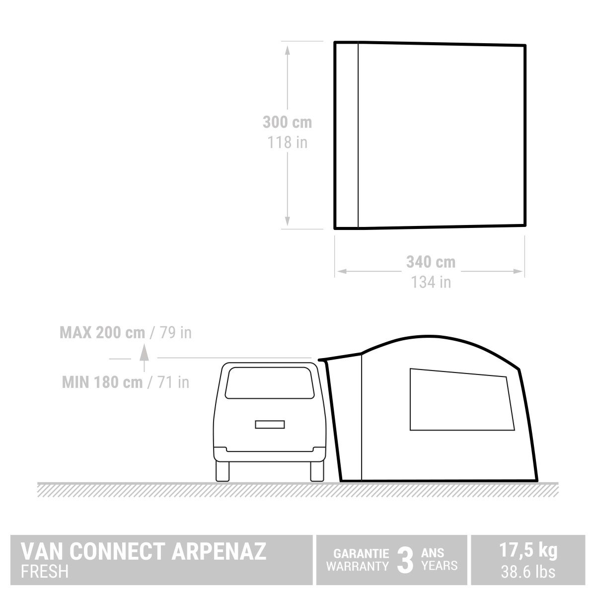 Cort / Adapost / Pavilion auto Van Connect Arpenaz Fresh