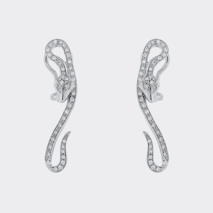 Cercei aur alb 18k Diamante naturale model sarpe