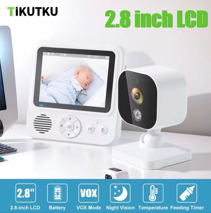 Nou Baby Monitor portabil bebelusi 2.4ghz,300m,8 melodii,termometru