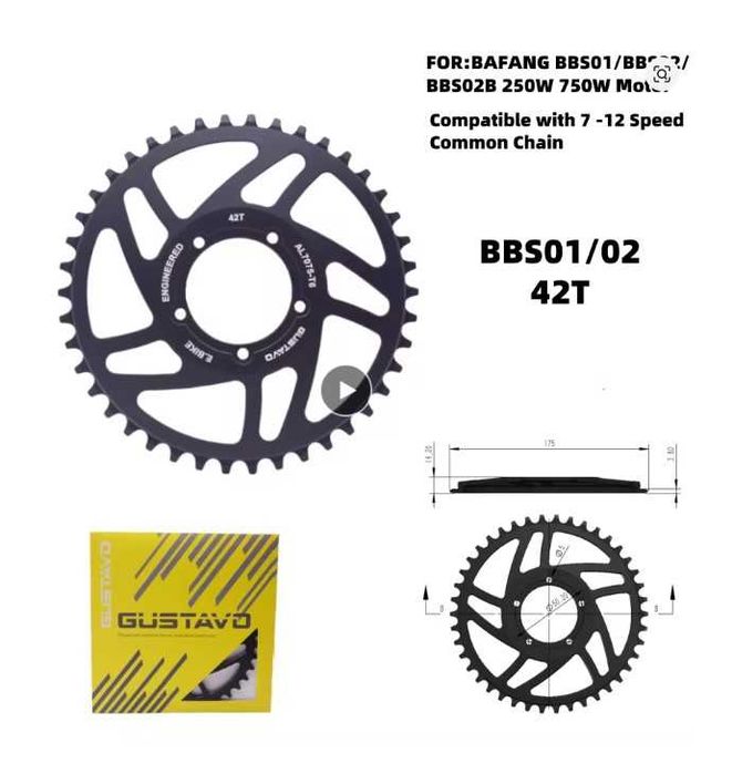 Foaie angrenaj bafang BBS 02 750W - Chainline correction