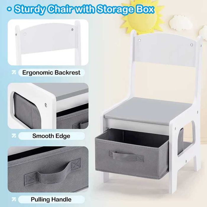 Детска Маса с 2 Столчета за Учене, Рисуване, Редене на Конструктори