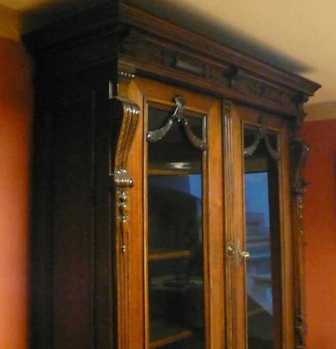 УНИКАЛНА супер рядка голям салонен, кабинетен шкаф-витрина,