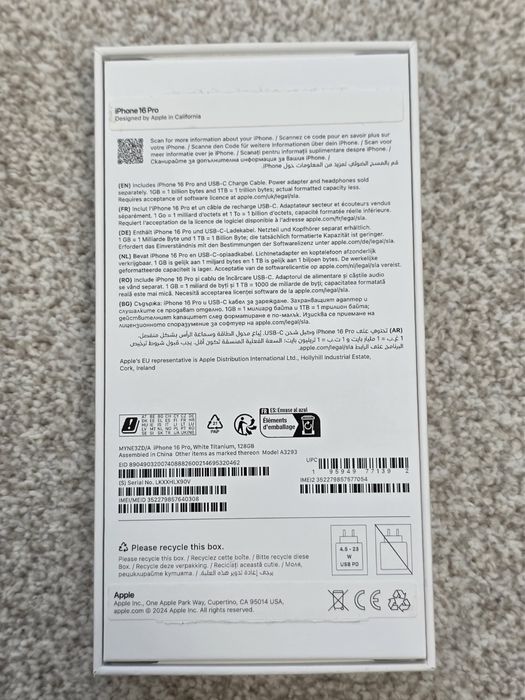 iPhone 16 Pro 128GB White Titanium Нов! Батерия 100%
