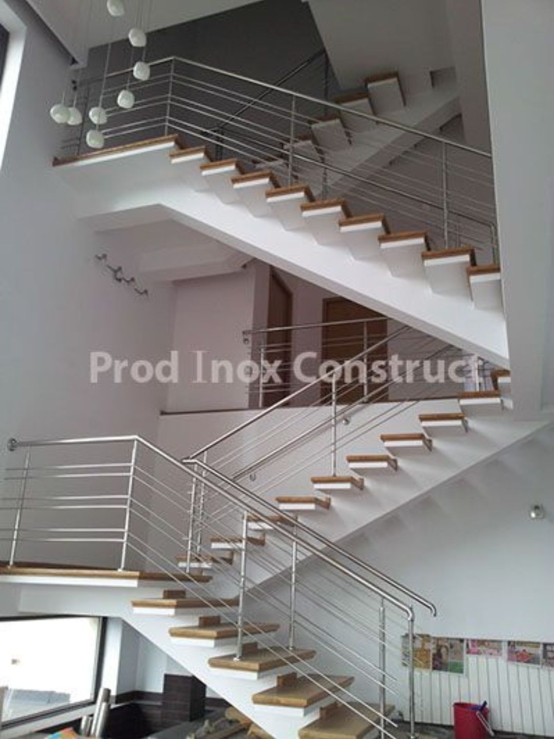 Balustrade din Inox, Mana curenta Inox Lemn, Scari Inox:-Lenb-Sticla