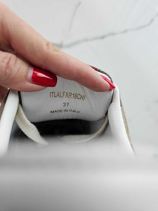 Обувки Burberry White/Beige Nova Check Canva 37 номер