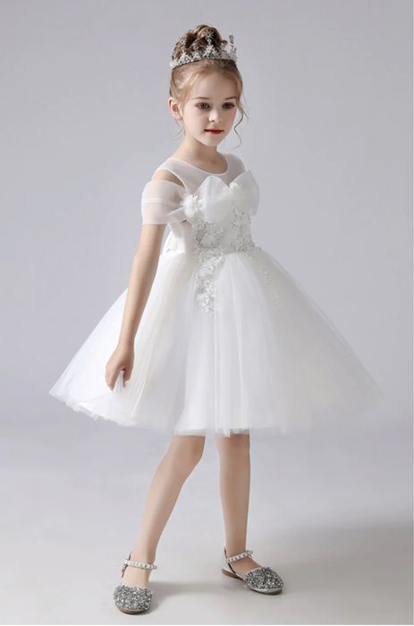 Rochie alba copii balerina zana fulg de nea