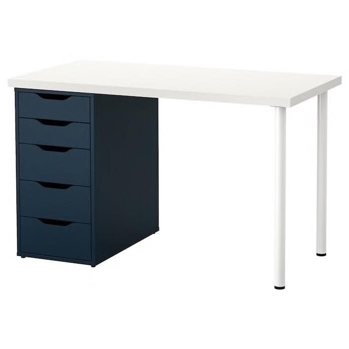Masa birou manichiura profesionala 120x60 negru albastru alb