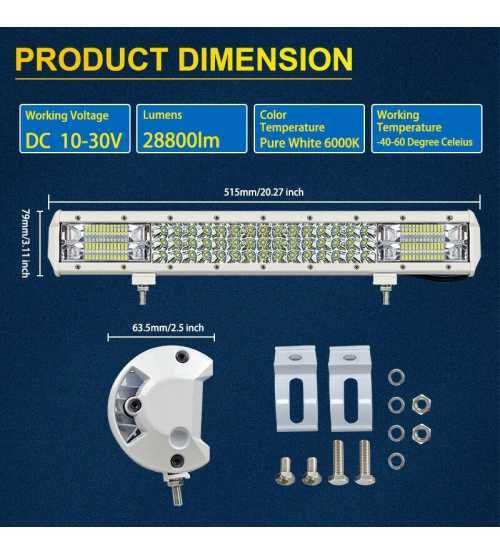 Led bar alb 52, 58 cm