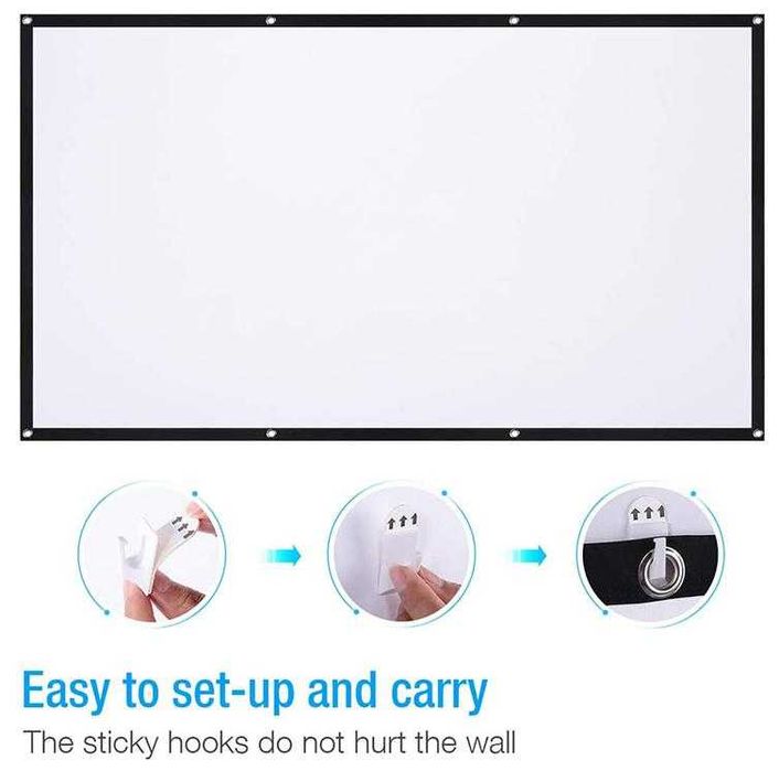 Преносим Сгъваем Прожекционен Екран за Проектор 100" Инчов 16:9 HD 4:3