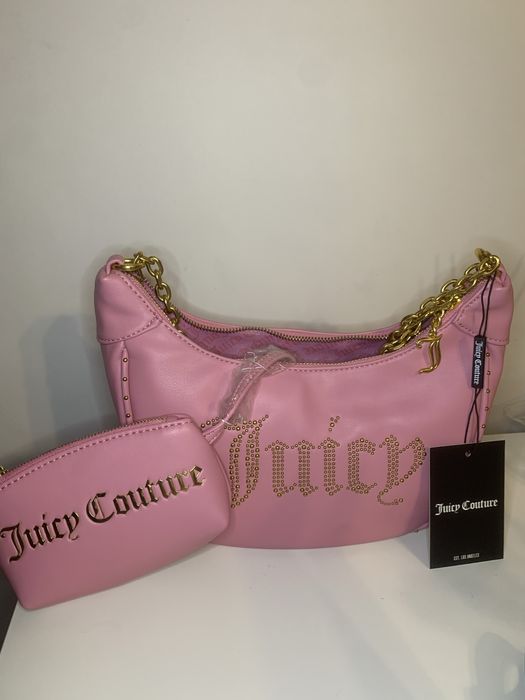 Juicy Couture Чисто Нова Дамска Чанта Розова със Златна Дръжка Верига