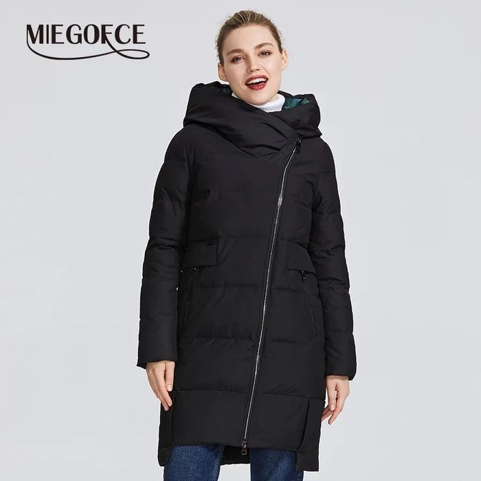 зимний пуховик женский черный