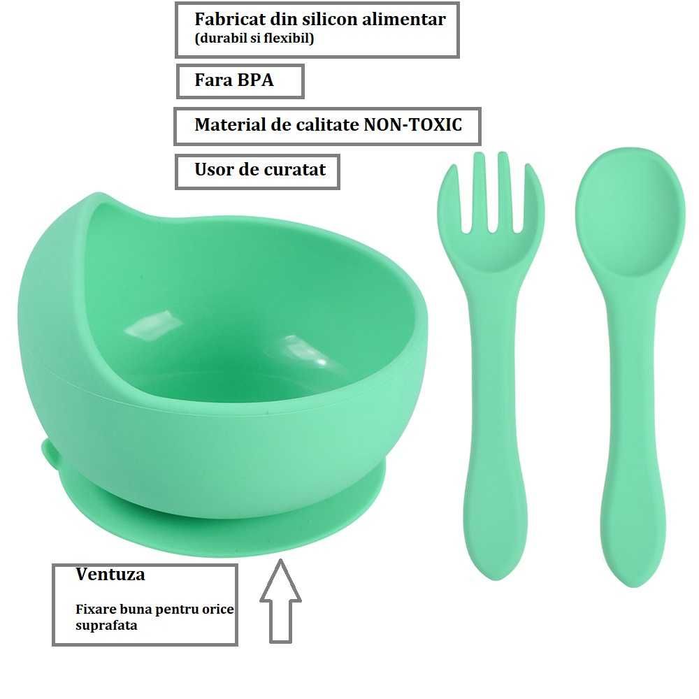 Set de Diversificare pentru Bebeluși,fara BPA/fara alergeni,Verde