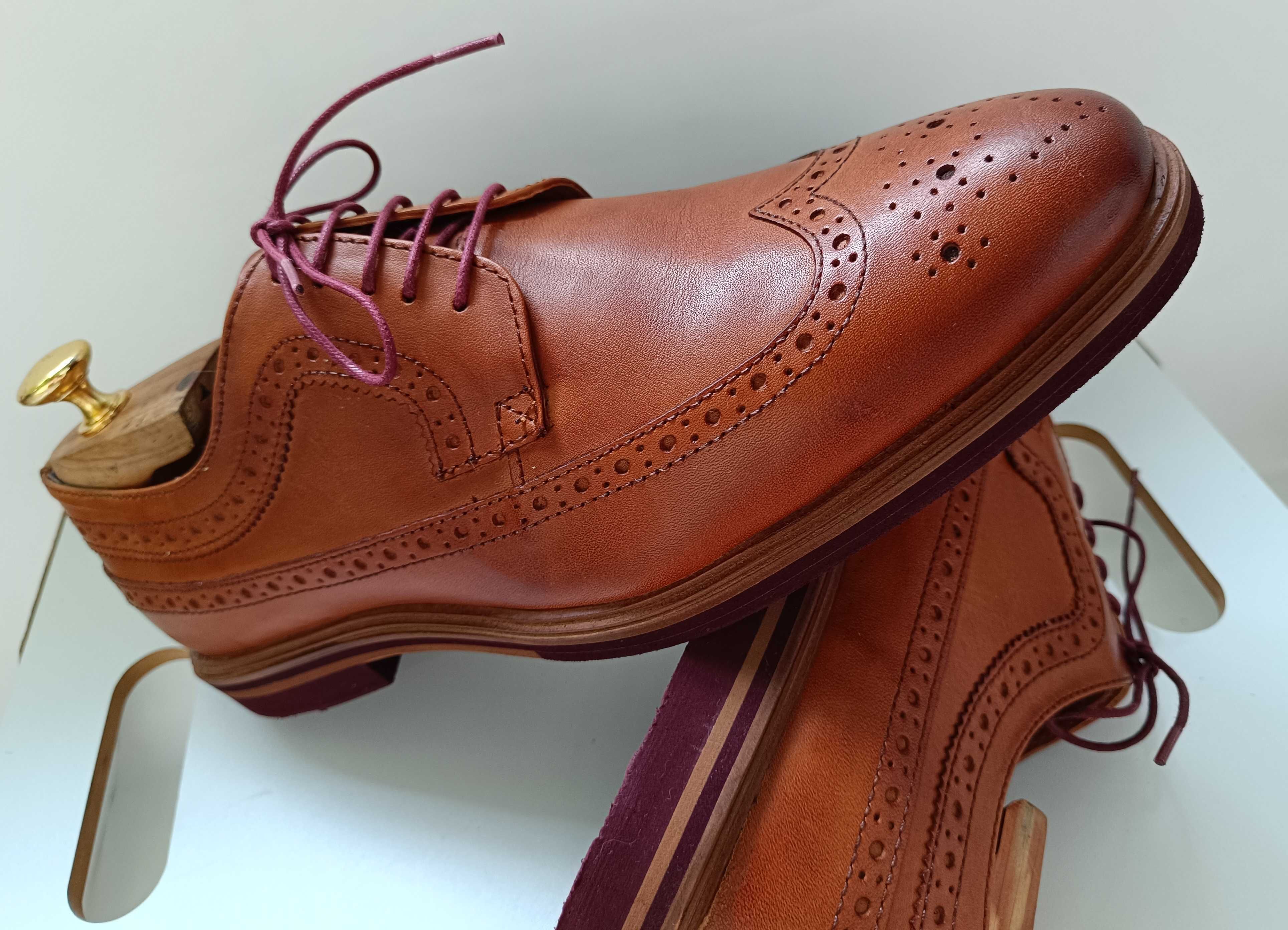 Pantofi derby 43 brogue ASOS NOU piele naturala moale