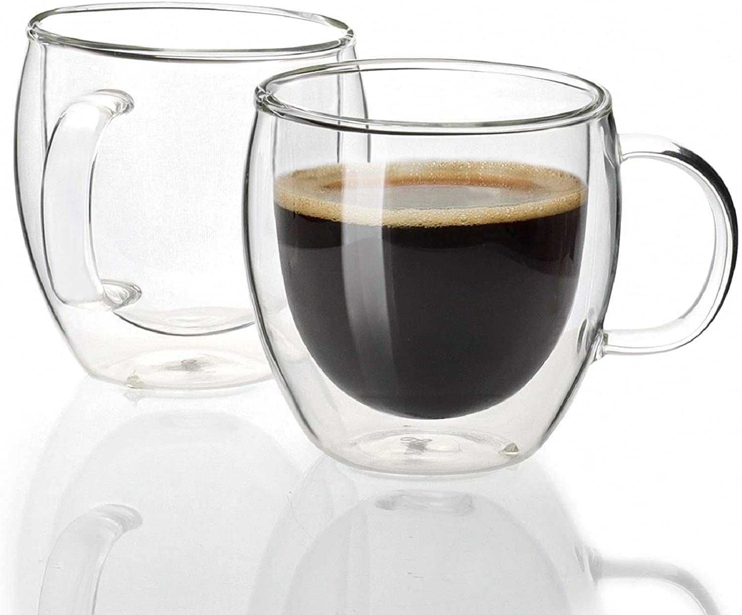 Термоустойчиви чаши с дръжка двойно дъно за кафе, чай, капучино 150 мл