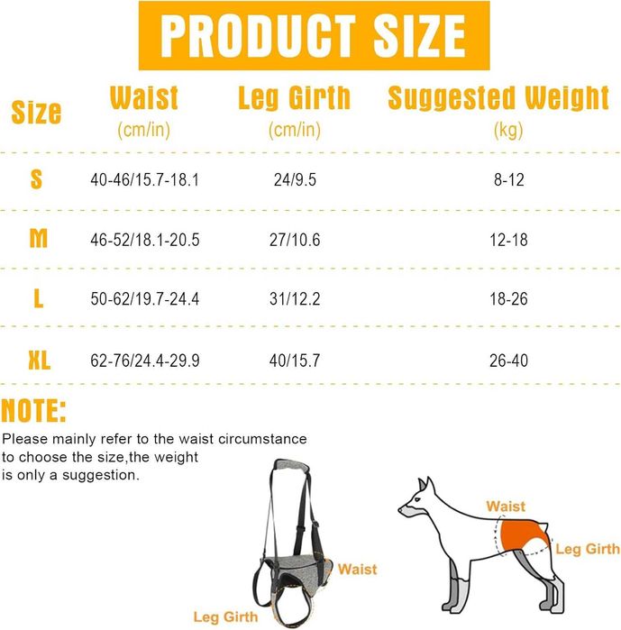 Регулируем колан за повдигане на кучета за задни крака, сив, XL