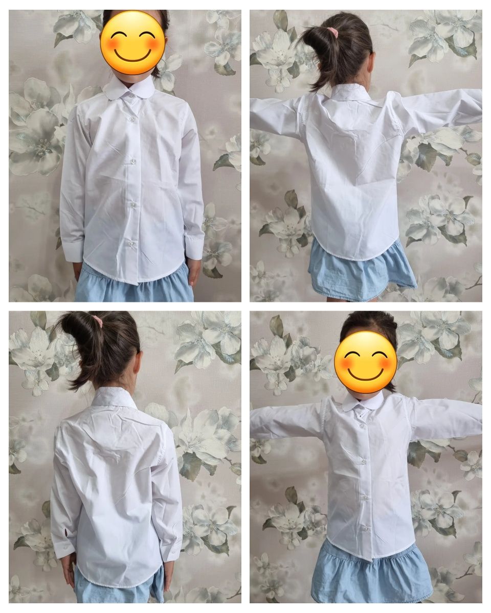 Продаются белые рубашки для мальчиков и девочек 5-15лет (ТУРЦИЯ)