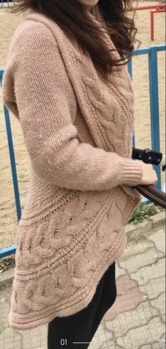 Cardigan lung roz, gros