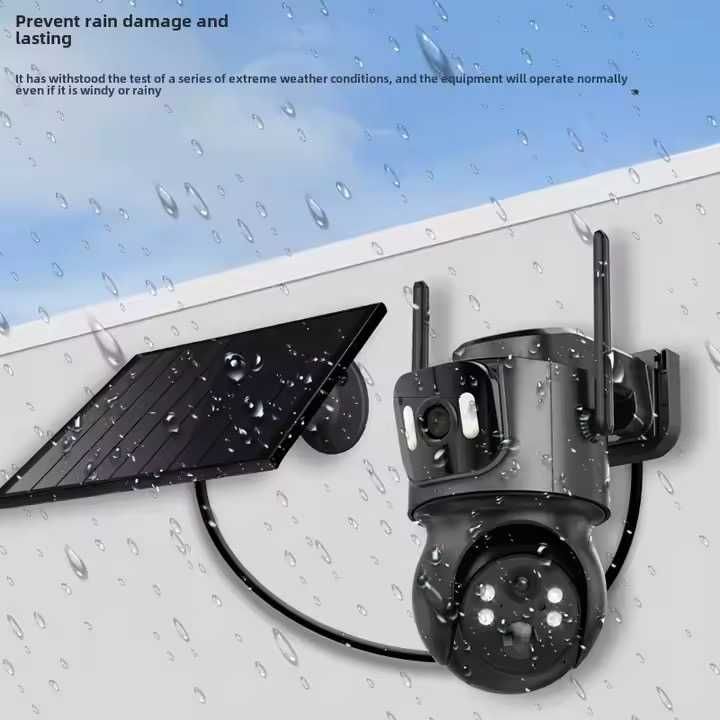 Външна камера с 2 лещи 4MP ICSee соларна камера широкоъгълна