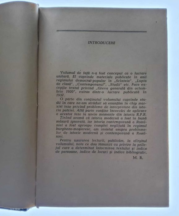 Studii și note științifice privind istoria Romîniei