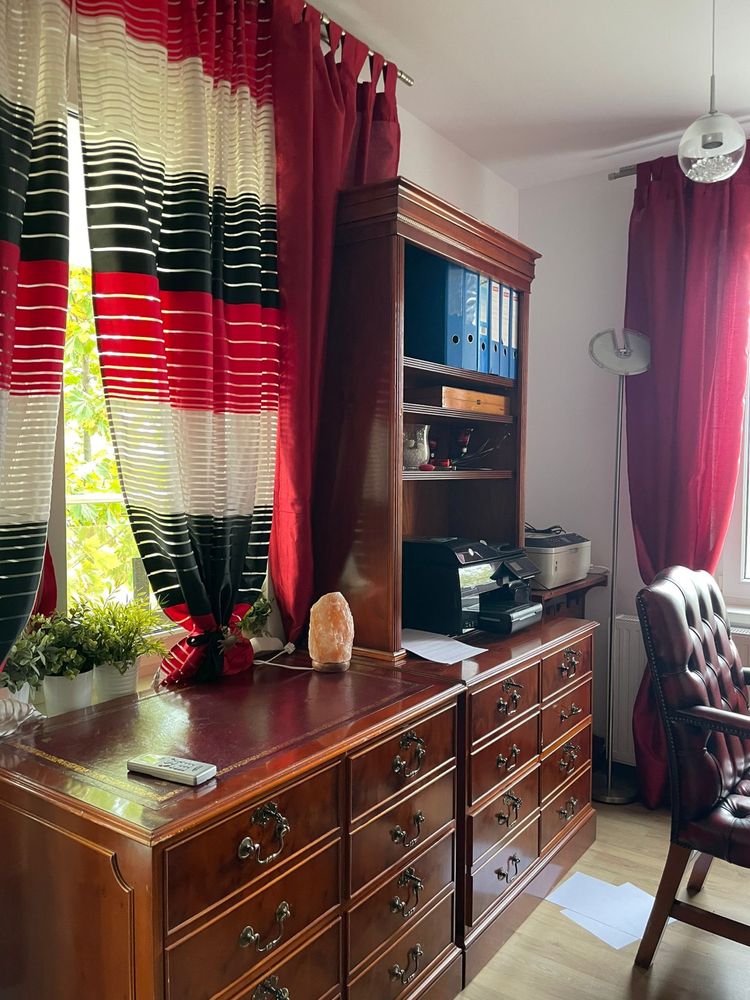 Mobilier birou executiv englezesc lemn masiv si piele