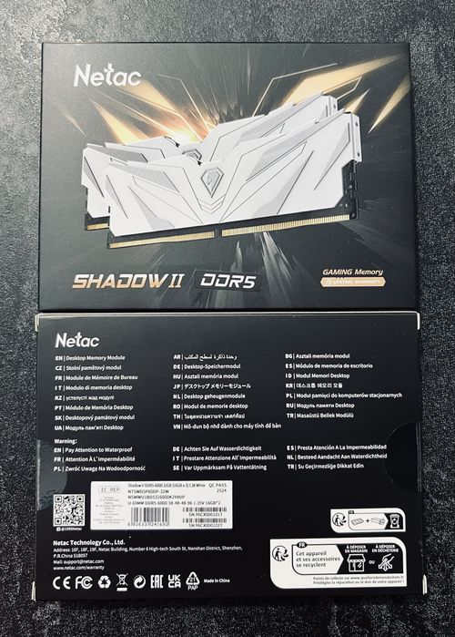 Оперативная память новая! Netac shadow ll DDR5 2x16Gb 6000Mhz