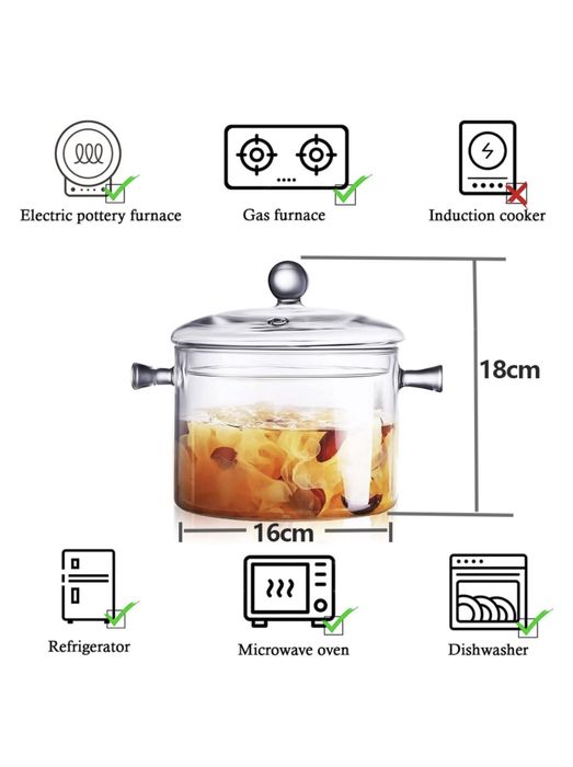 Vand set 2 oale din sticla borosilicata, 2L, cu capac si maner - NOI