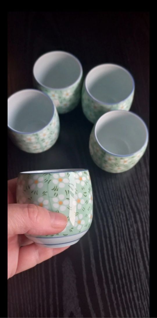5 pahare portelan japonez pentru sake sau ceai