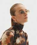 Ochelari de soare unisex Ray Ban 3547 oval, metalici, aurii, noi