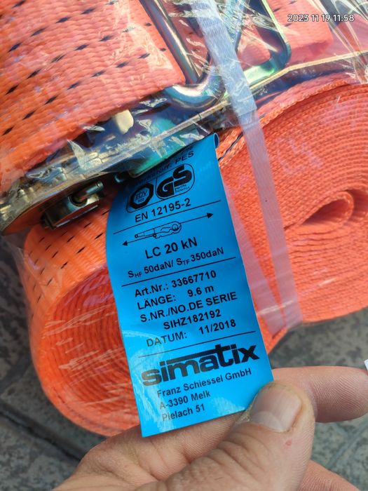 Австрийски колани Simatix за укрепване на товари 10 м.