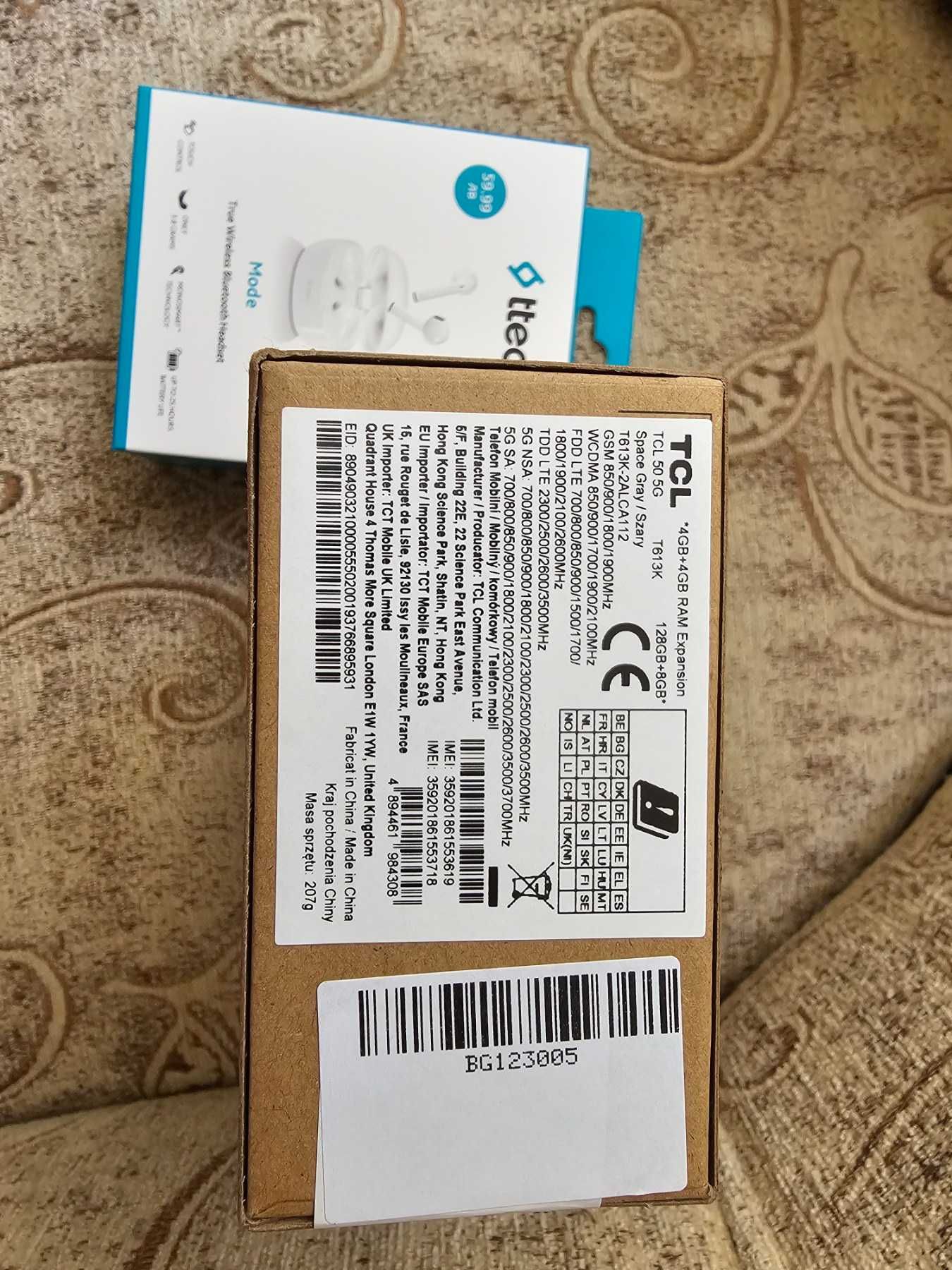 Смартфон TCL 50 5G 128 GB Grey + подарък безжични служалки TTEC Mode