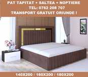 Paturi Tapițate Ieftine cu Saltea, Gri Maro Negru Verde Alb, D44