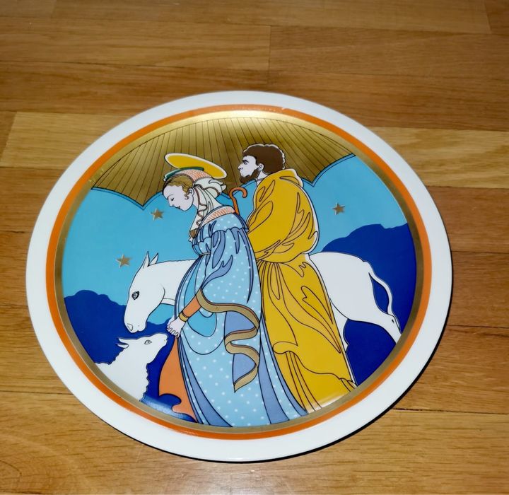 Порцелан коледна чиния плато лимитирано издание Azberg подписана 80г.