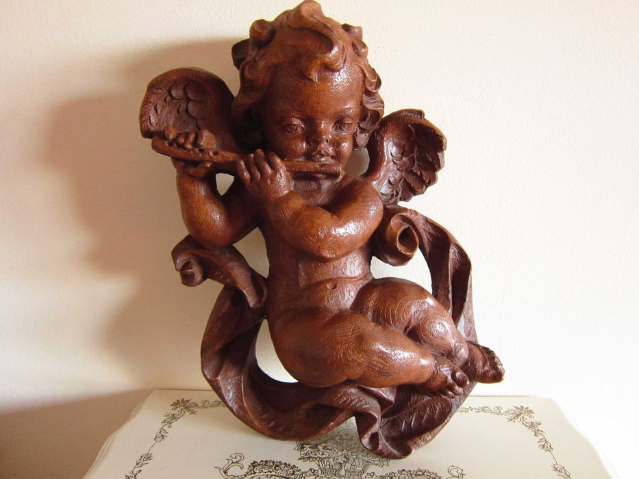 cadou rar Craciun  Inger mare sculptura lemn Germania 1950