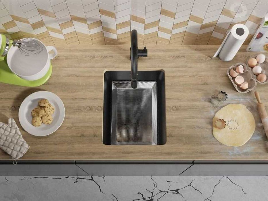 Графитна кухненска мивка за вграждане под плот Венеция 50 XL 460x440 м