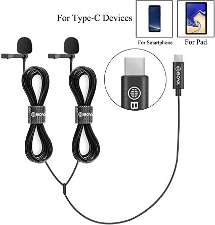 Lavaliera dubla Microfon BOYA BY-M3D port tip C pt sistem Android