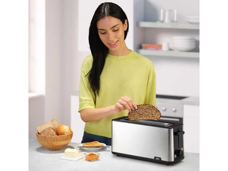 Тостер с Дълъг Слот за 2 Филии Braun PurShine HT1610BK, 1030W