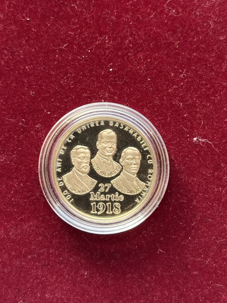 Moneda 100 de ani PROOF de la unirea Basarabiei cu România