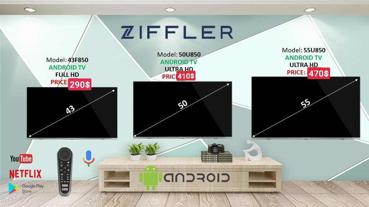 телевизор ZIFFLER 55 U850 NEW smart full HD 4k ANDROID