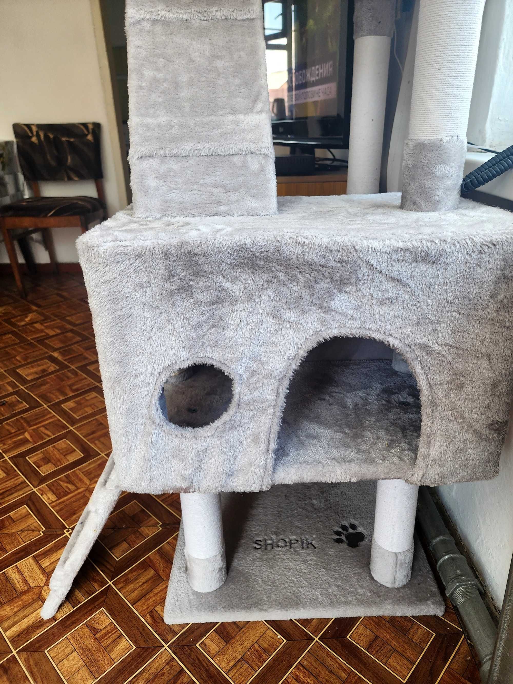 Кошачий домик с когтеточкой