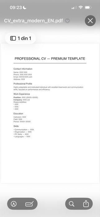 CV Profesional în 10 minute • Modern • PDF • 20 lei