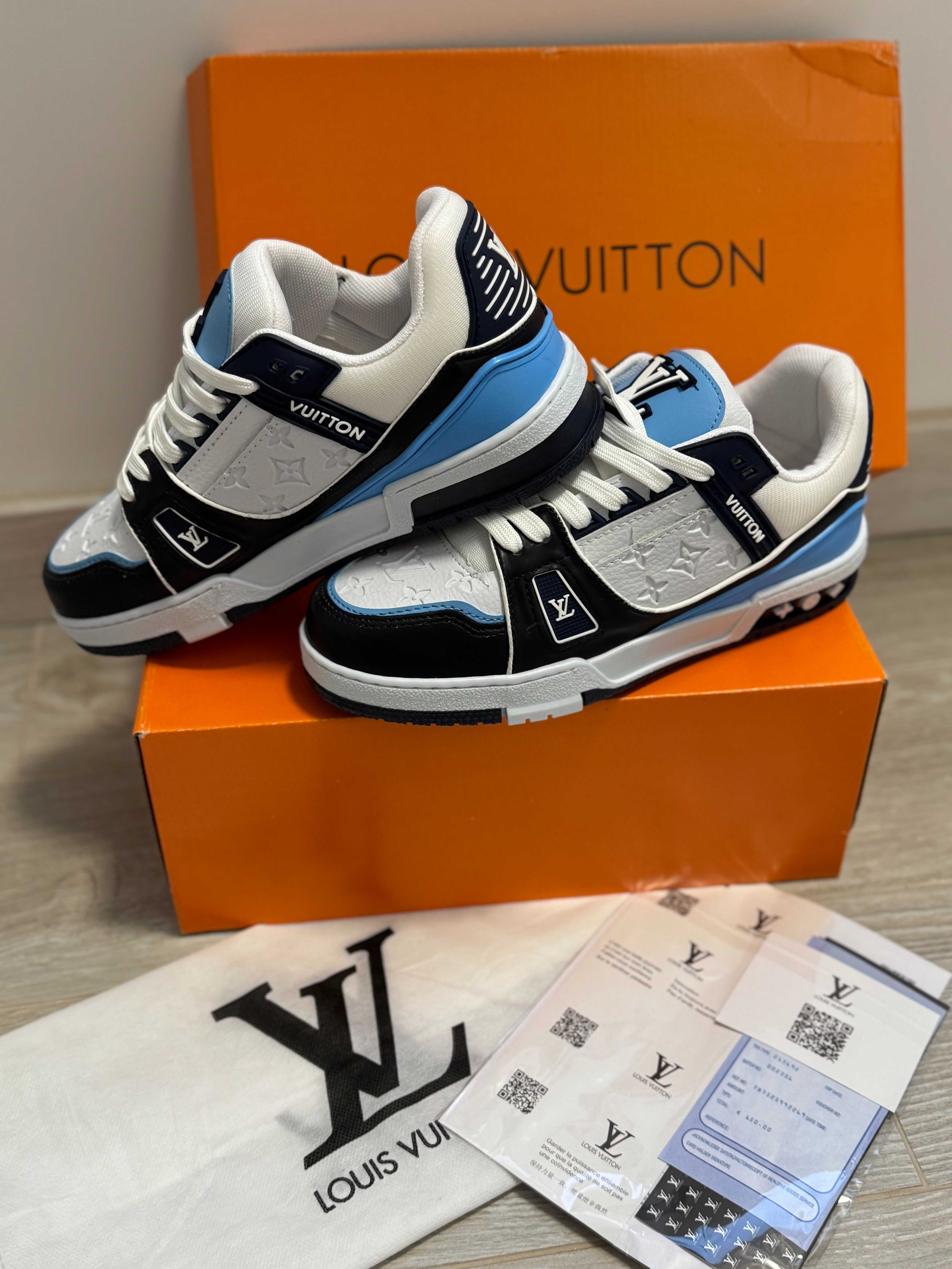 Adidasi Louis Vuitton Trainer Sneaker LV BlueWhite Produs Nou-Full Box