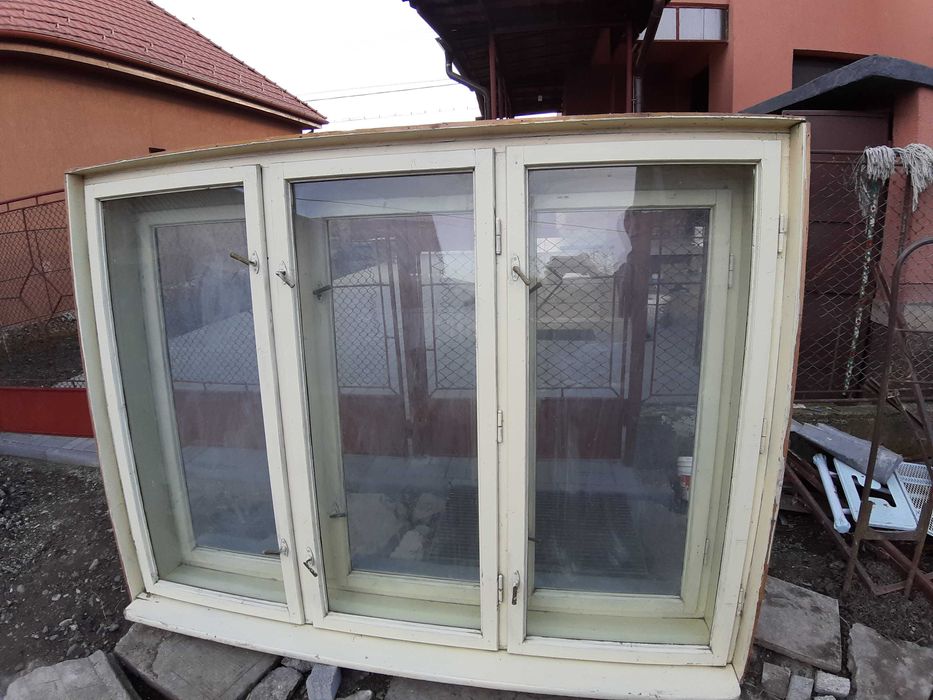 Usa de interior din lemn 1x2 m-1 bucata, Geam 3 canate, Caramida veche